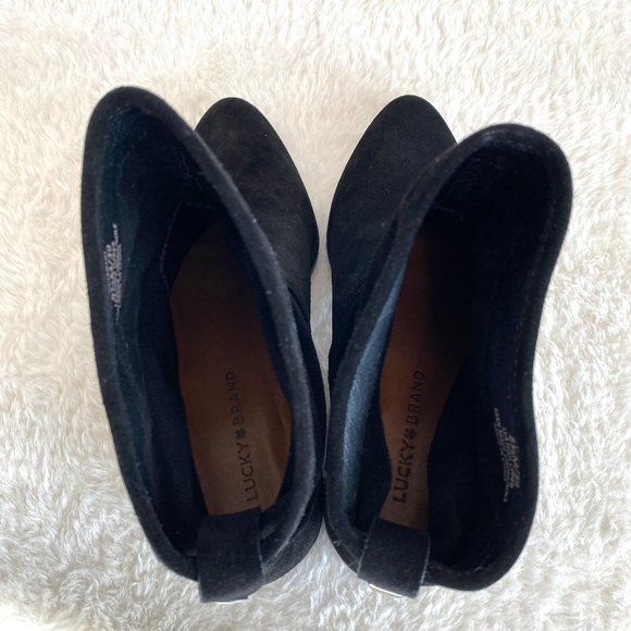 Lucky Brand Lollin Women's Pull-on Ankle Boots, Black Oiled Suede, Size 8.5 M - Picture 7 of 9